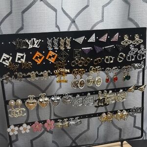 Stamped Fashion Jewelry Louis Vuitton Gold and Silver Tone Earrings Set